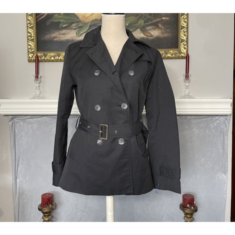 Moutif Peacoat Style Belt Black Coat Jacket Medium